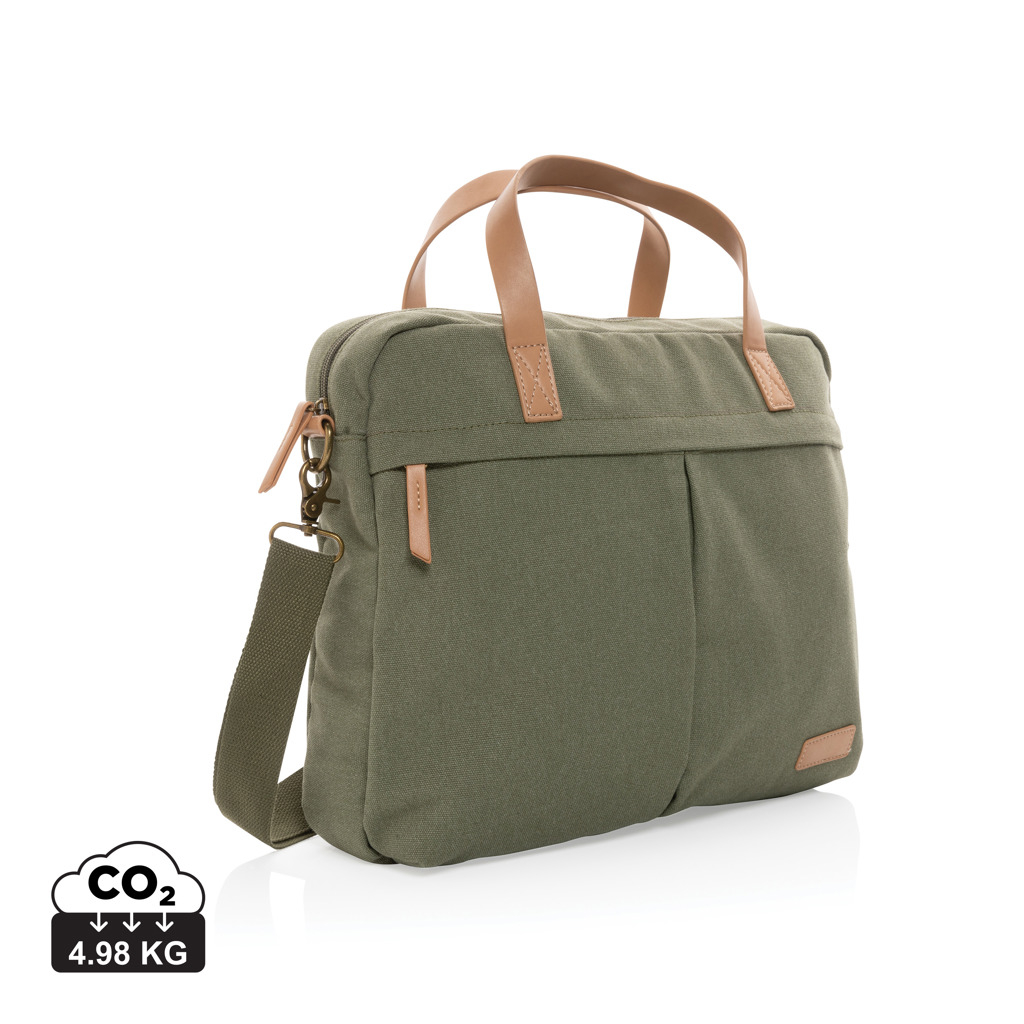 Sac ordinateur 15.6" personnalisé en toile recyclée Impact Vert 